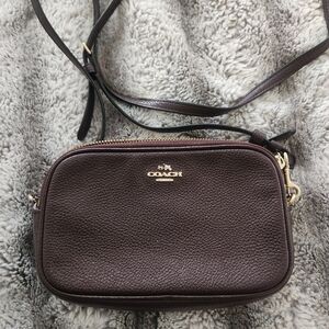 Coach Dark Purpke Brown Plume Leather Crossbody Bag